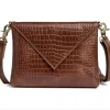 Clutch croco i skind - Cognac