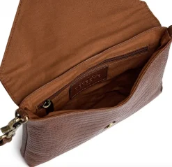 Clutch croco i skind - Cognac