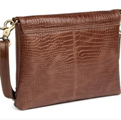 Clutch croco i skind - Cognac