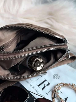 Crossbody clutch ALICE - Nude brown