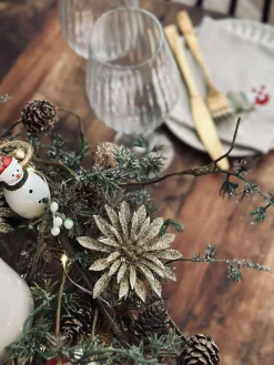 Deco blomster med glimmer - 4 stk