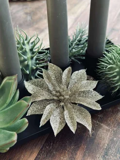 Deco blomster med glimmer - 4 stk