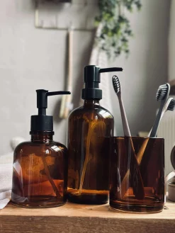 Dispenser med pumpe - Brun glas