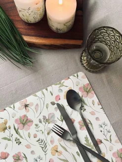 Dækkeserviet Flora - Hvid