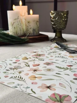Dækkeserviet Flora - Hvid