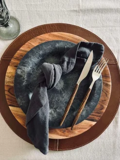 Dækkeserviet læder - Cognac dia 38