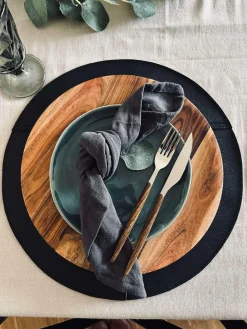 Dækkeserviet læder - Sort dia 38