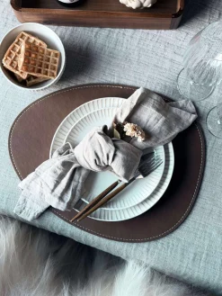 Dækkeserviet oval - Brun