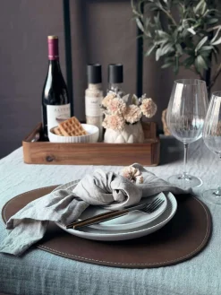 Dækkeserviet oval - Brun