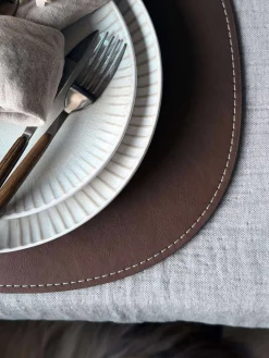 Dækkeserviet oval - Brun