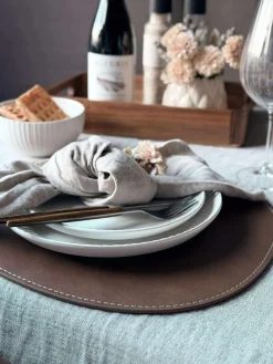 Dækkeserviet oval - Brun