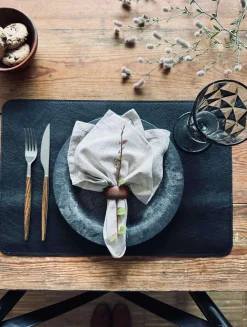 Dækkeserviet vendbar – Grå / Sort