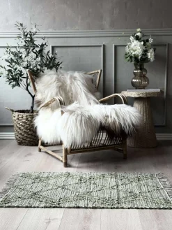 Dørmåtte læder med fryns - Grøn