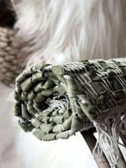 Dørmåtte læder med fryns - Grøn