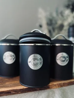 Dåser i sort metal - Sæt af 3 stk