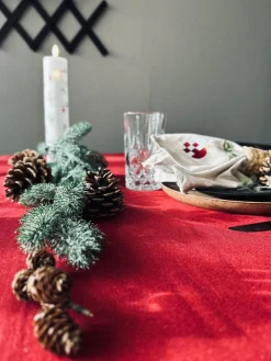 Dug Julerød bomuld - flere størrelser