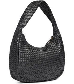 Elegant håndflettet skuldertaske - Black big