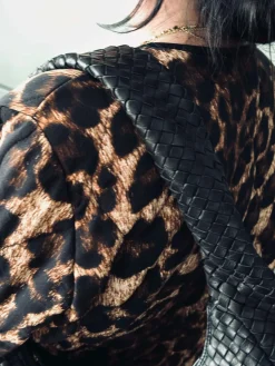 Elegant håndflettet skuldertaske - Black big