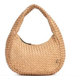 Elegant håndflettet skuldertaske - Sand