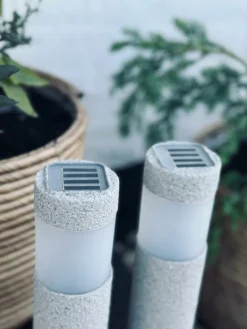 Fakkel med solceller Stone look – Sæt med 2 stk