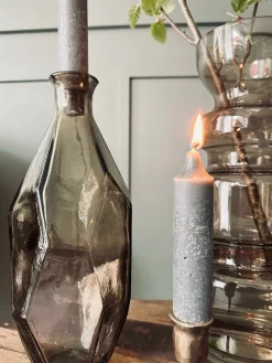 Flaskelys 15 cm - 2 stk Rustik Grå