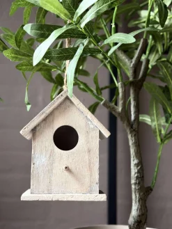 Fuglehus i træ - Lys Grå