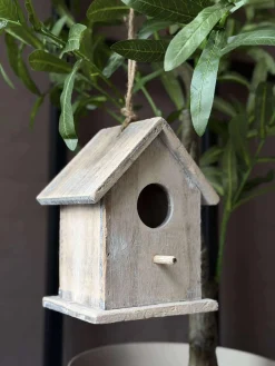 Fuglehus i træ - Lys Grå