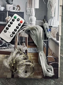 Gardinlys 3 x 3 meter med fjernbetjening