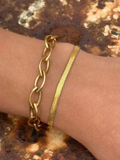 Gavesæt Mascha - Sæt med 2 armbånd forgyldt - Med smykkeskrin