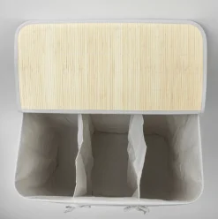 Grå bambus vasketøjskurv med 3 rum