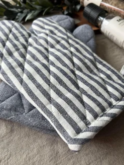 Grillhandske - Quilt blå strib