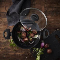 Gryde - Med glaslåg - Aluminium/keramisk belægning