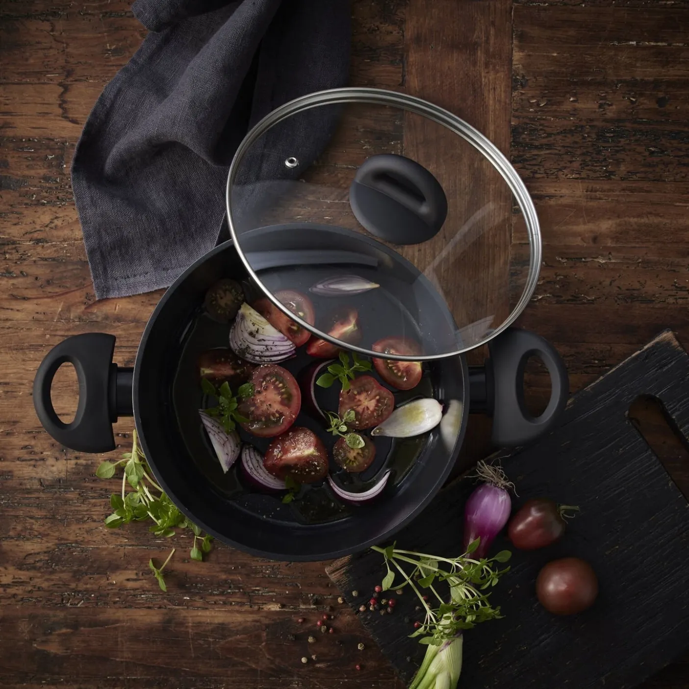 Gryde - Med glaslåg - Aluminium/keramisk belægning