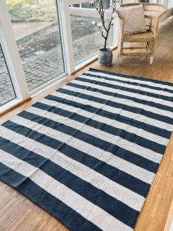 Gulvtæppe BRED STRIB - 140x200cm koks / natur