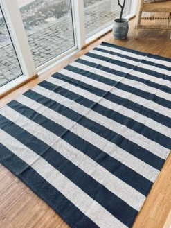 Gulvtæppe BRED STRIB - 140x200cm koks / natur