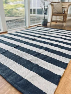 Gulvtæppe BRED STRIB - 140x200cm koks / natur