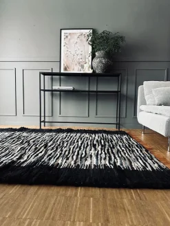 Gulvtæppe i lammeskind - Sort/Brun
