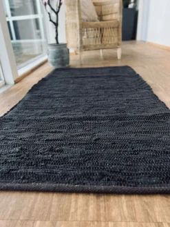 Gulvtæppe i læder - 70x140cm Valnød