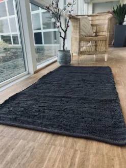 Gulvtæppe i læder - 70x140cm Valnød