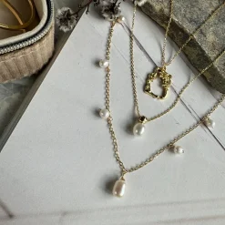 Halskæde Cheryl 18K forgyldt m. Ferskvandsperler