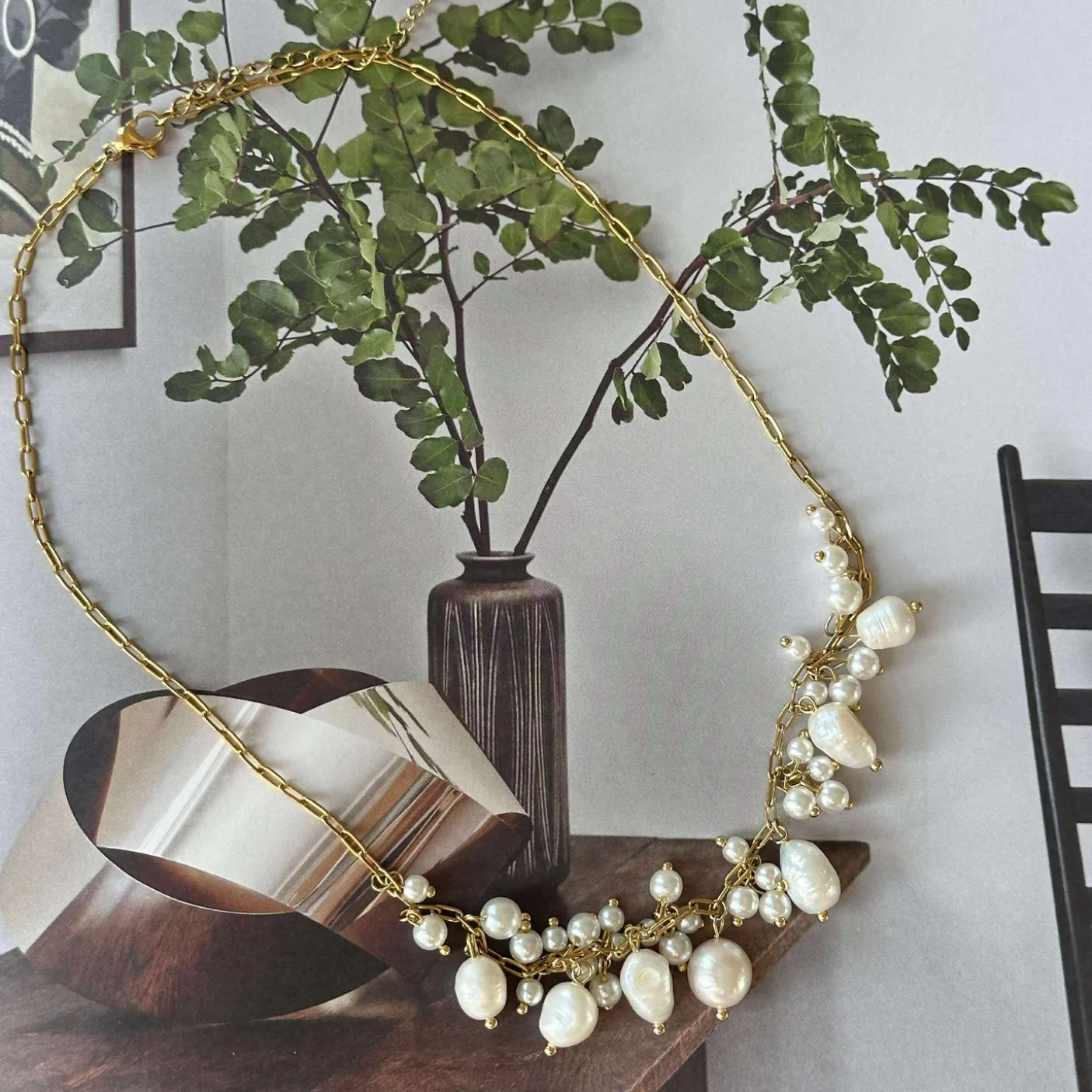 Halskæde Cille - med perlemix