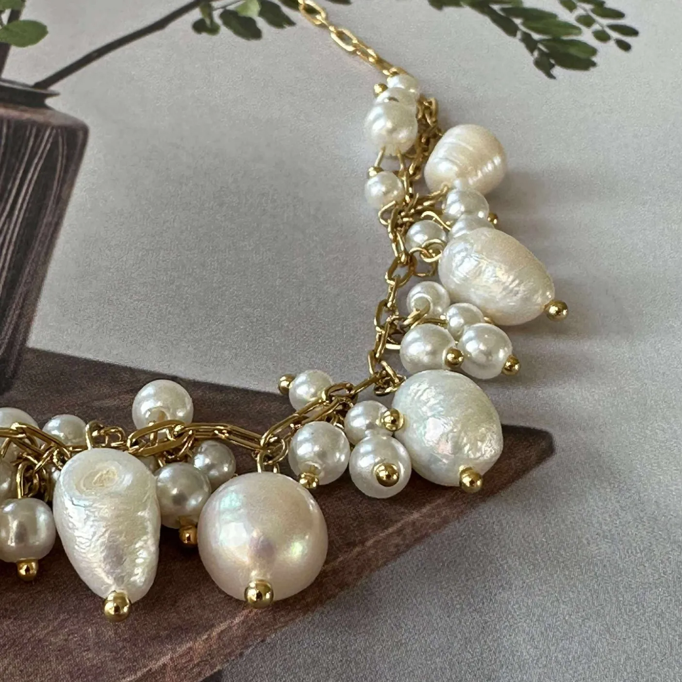 Halskæde Cille - med perlemix