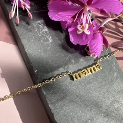 Halskæde Mama forgyldt – Vandfast