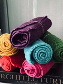 Håndklæde bomuld strik - 60x40cm Mix farver