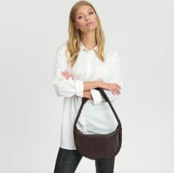 Håndtaske med smuk fletrem - Brown