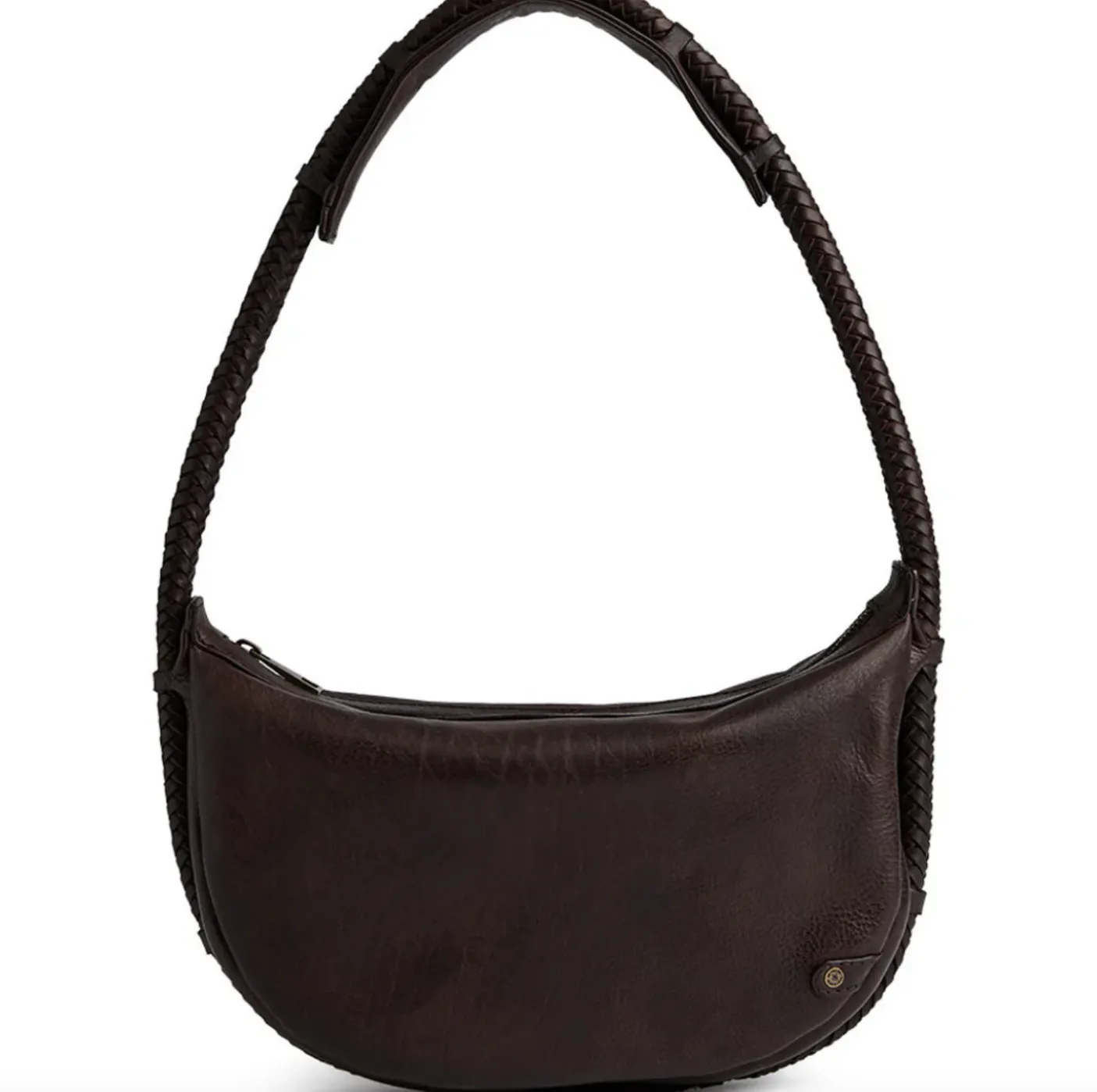 Håndtaske med smuk fletrem - Brown