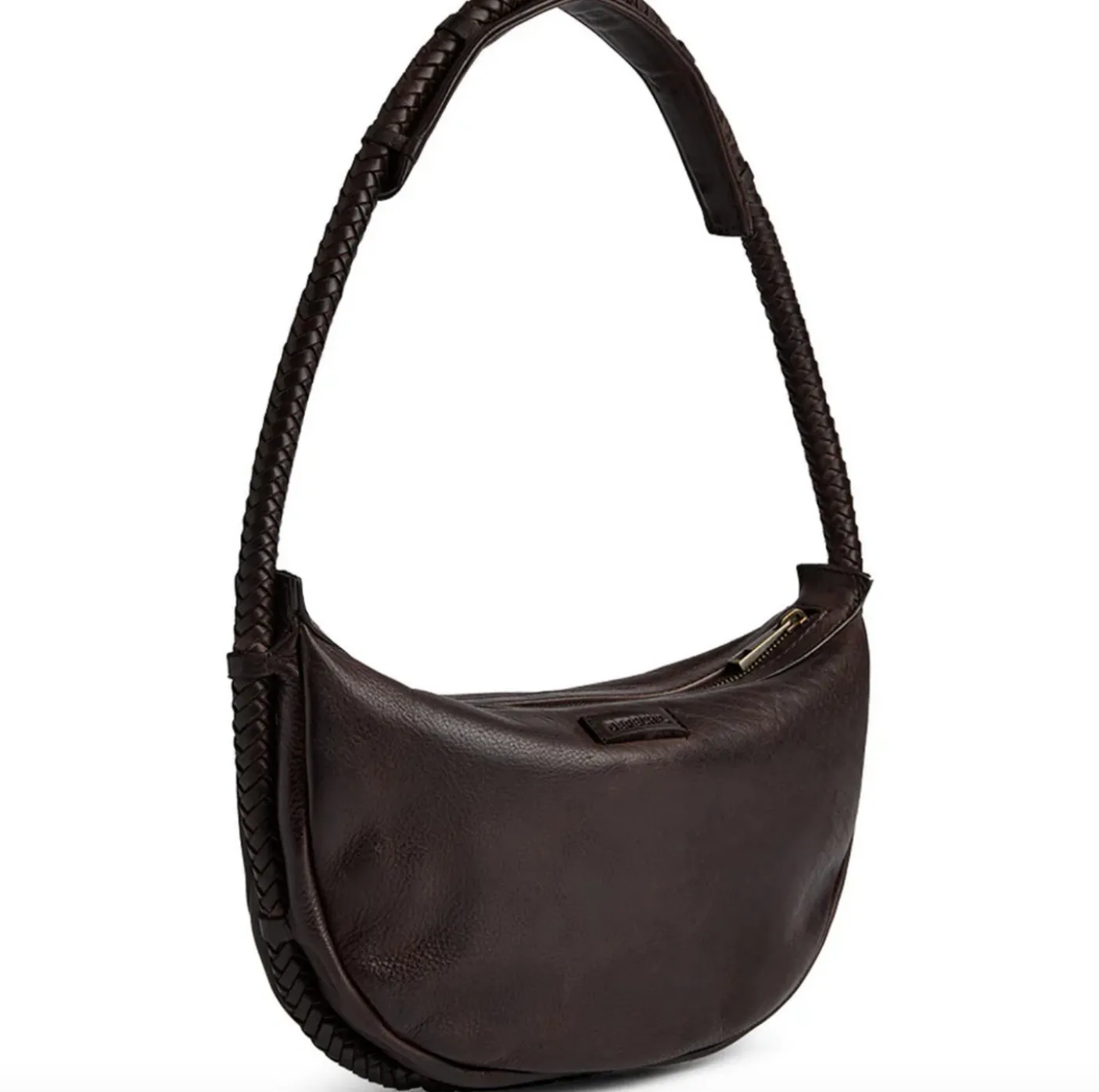 Håndtaske med smuk fletrem - Brown