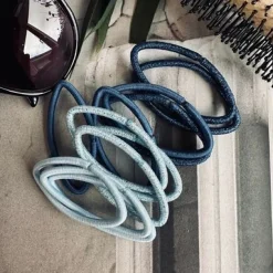 Hårelastikker Blue Glitter - 4 mix