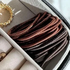 Hårelastikker Brown Glitter Mini - 4 mix