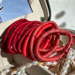 Hårelastikker Red Glitter - 4 mix